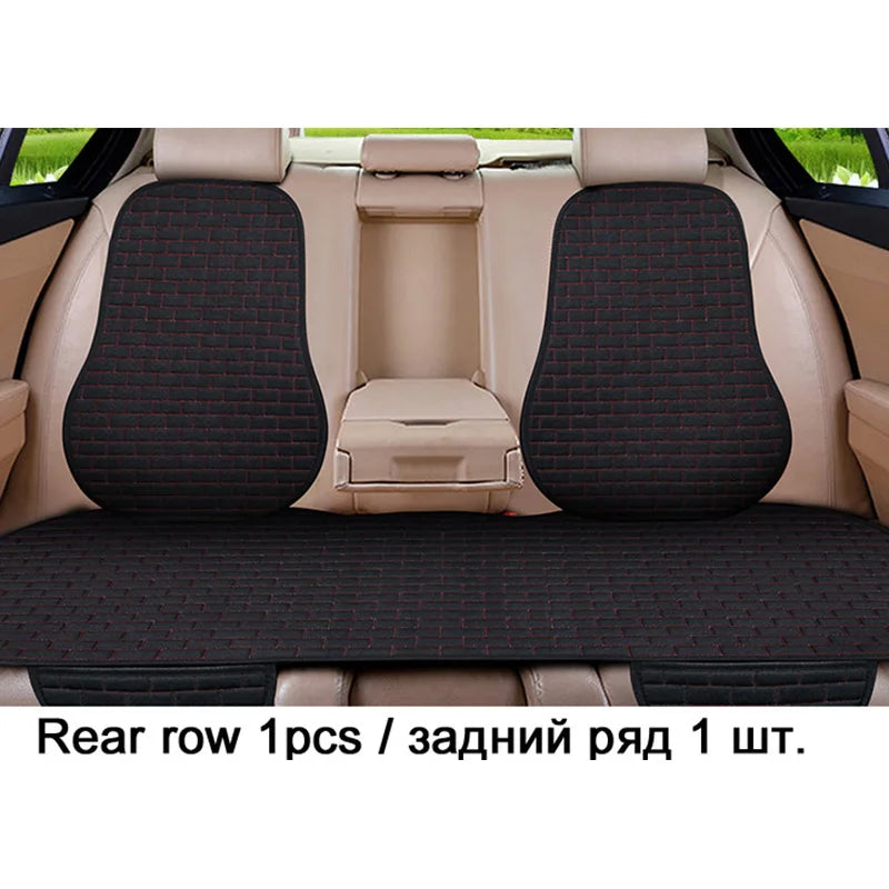 Universal Car Flax Seat Cushion Protector - Front and Rear Seat Cover Pad with Backrest Mat for Automotive Interiors