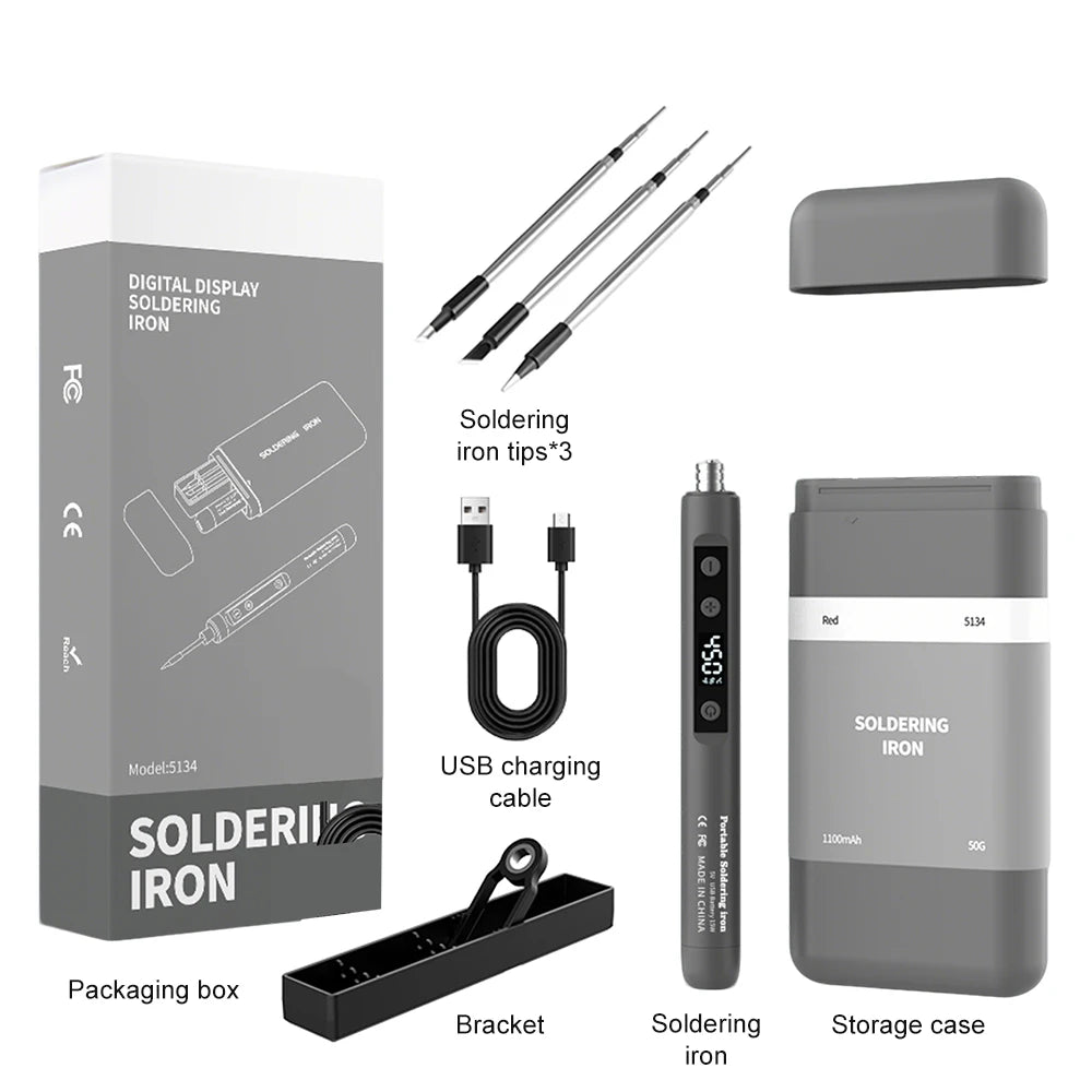 Portable Type-C Digital Soldering Iron Kit – 8-15W Fast Heating Adjustable Temperature Mini Repair Tool