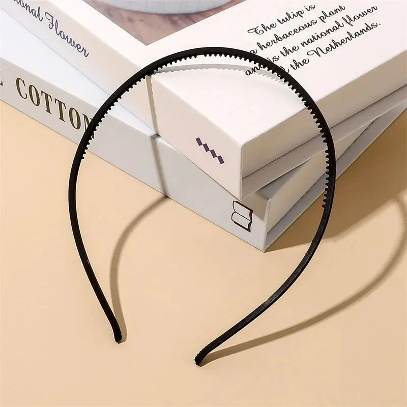 Elegant Non-Slip Toothed Hair Hoop – Thin Plastic Bezel Headband for Women & Girls