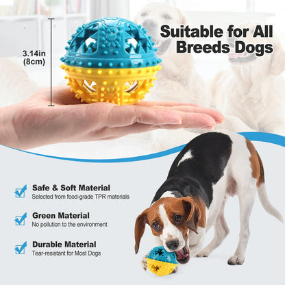 Dog Chew Sound Ball Toys - Interactive Treat Dispensing Teeth Cleaning & Training Pet Toy