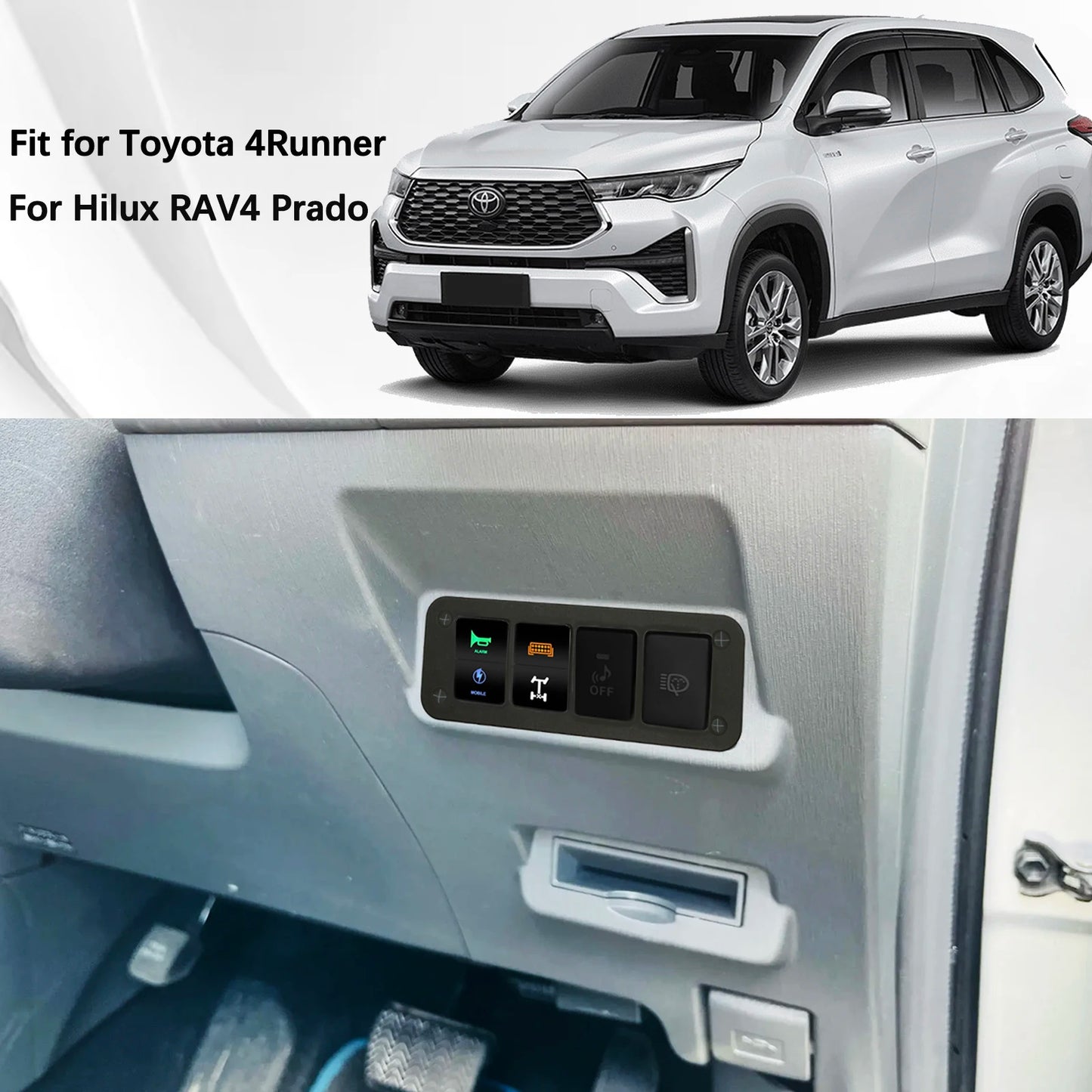 Toyota Push Switch Mount Bracket - 32x22mm Panel Holder for LandCruiser Prado Hilux Hiace Tacoma