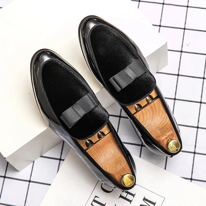 Men’s Patent Leather Oxford Shoes - Luxury Italian-Style Groom and Wedding Dress Shoes Size 48