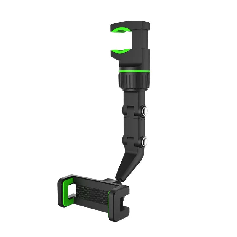 Rearview Mirror Phone Holder - 360° Rotatable Retractable Car Phone Mount for All Vehicles