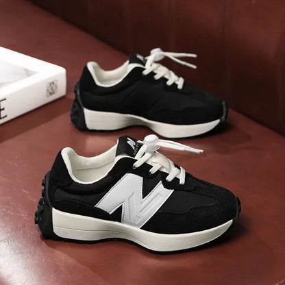 Children's Trendy Cushioned Sports Shoes - Soft Sole Lace-Up Running & Basketball Shoe