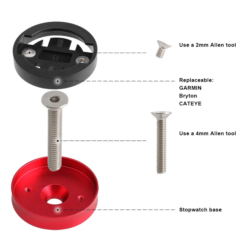 Bike Computer Mount Adapter Base — Replacement Bracket for Garmin, Bryton, Wahoo, Magene Bicycle Computers