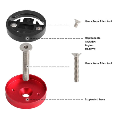 Bike Computer Mount Adapter Base — Replacement Bracket for Garmin, Bryton, Wahoo, Magene Bicycle Computers