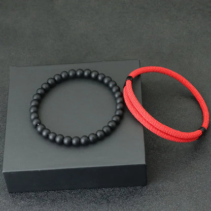 Men’s Fashion Bracelet Set – 2pcs Adjustable Red Thread Lucky Bracelets, Gifts for Him