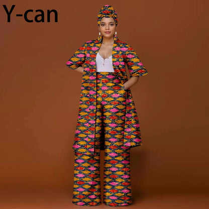 African Ankara 2-Piece Suit Set for Women - Traditional Print Jacket & Pants for Office, Business & Party Wear