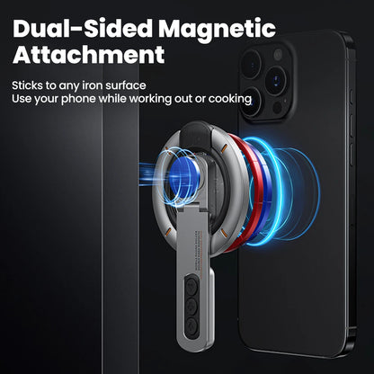 3-in-1 Magnetic Finger Ring Phone Holder - Rotating Double-Sided MagSafe Stand for iPhone 17 16 15 14 13 12