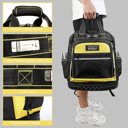 AIRAJ Waterproof Tool Backpack – Heavy Duty Organizer Bag for Electricians & Plumbers