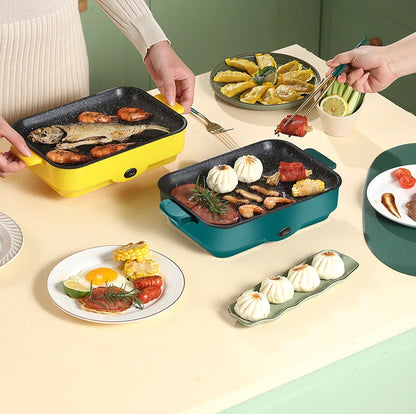 Multifunctional Electric BBQ Grill – 26cm Square Mini Electric Baking Tray and Wok for Pancakes, Steak, and Kitchen Frying