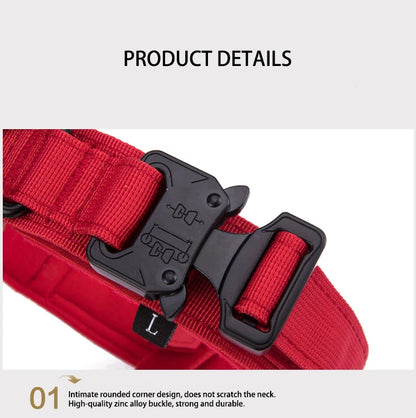 Durable Nylon Pet Dog Collar & Leash Set – Reflective Tactical Training Collar for Large Dogs