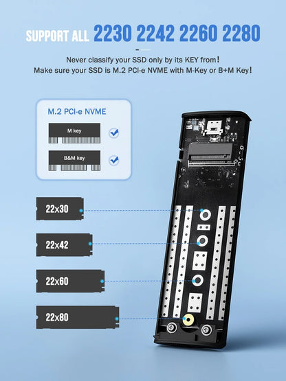 Lemorele SD1L M.2 NVMe SSD Enclosure – 10Gbps PCIe USB 3.1 Gen2 Type-C Adapter, M/B Key Solid State Drive Case