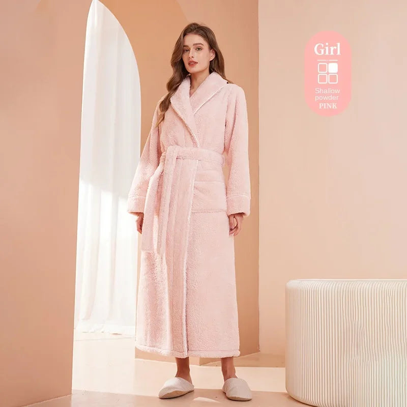2025 Autumn Winter Cotton Robe – Thick Comfortable Large-Size Bathrobe for Men & Women, Luxury Couple Pajamas