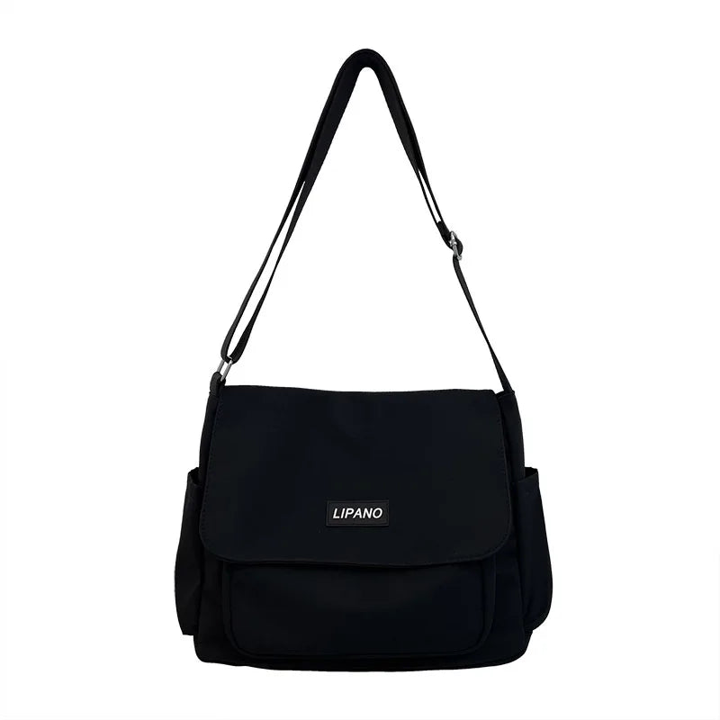Men’s Nylon Messenger Bag - Trendy Solid Color Crossbody Shoulder Bag for School & Everyday Use