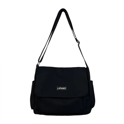 Men’s Nylon Messenger Bag - Trendy Solid Color Crossbody Shoulder Bag for School & Everyday Use