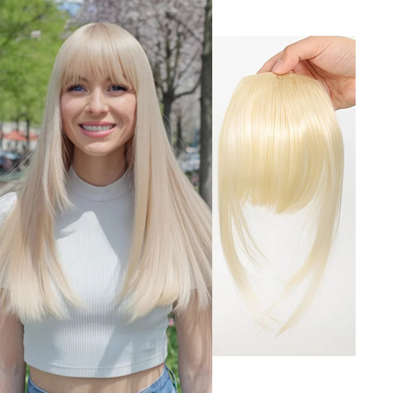 Synthetic Clip-In Bangs - Wispy Side Fringe Hairpiece in Dark Brown for Women