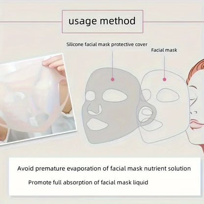 Silicone Mask Cover — Ear-Mounted Reusable Facial Care Tool for Moisturizing & Essence Absorption
