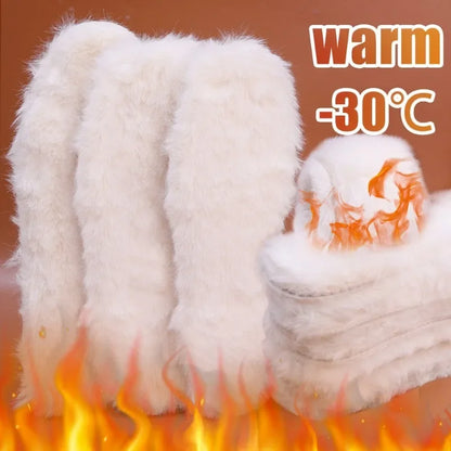 Unisex Sheepskin Wool Insoles — Natural Fur Winter Shoe Pads for Men, Women & Children