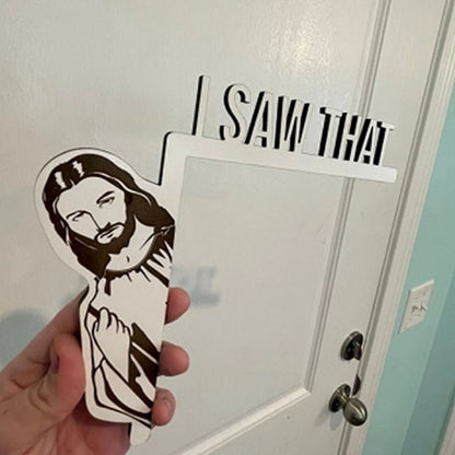 Creative Jesus Door Hanger: Funny Home Decor Sign - 'Jesus I Saw That' Over-the-Door Wooden Sign