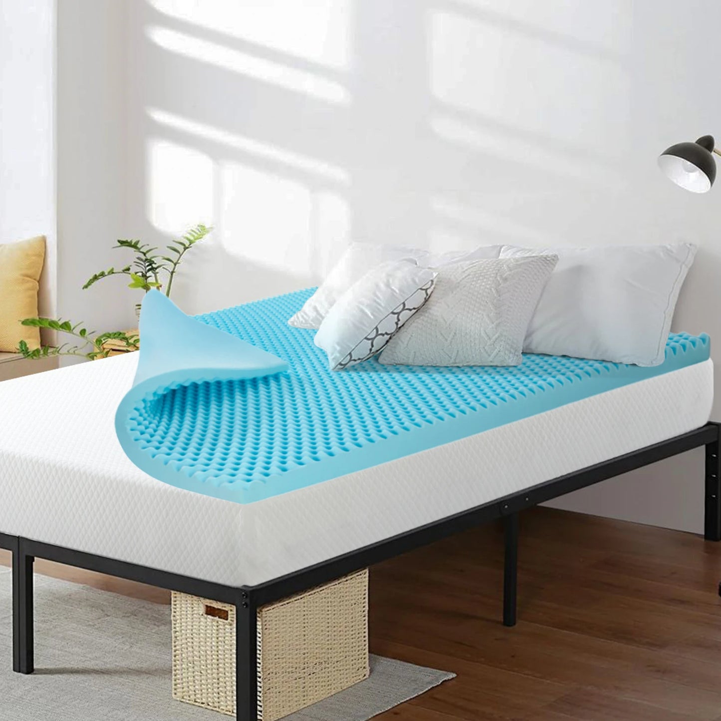 Memory Foam Tatami Mattress Topper - 2 Inch Gel-Infused Foam, Plush & Pressure-Relieving, CertiPUR Certified