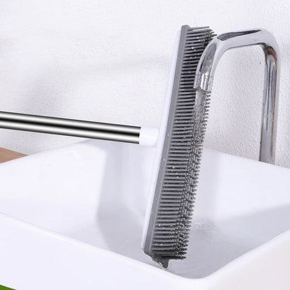 Long Handle Rubber Broom: Pet Hair Remover with Squeegee - Ideal for Fluff Carpet and Hardwood Floors, No Scratch Guarantee