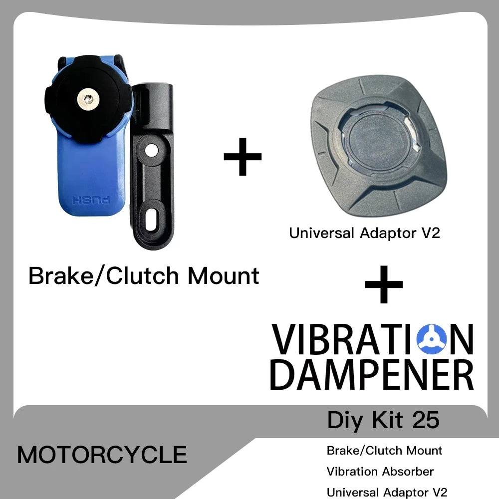 Motorcycle Handlebar Stem Fork Phone Mount — Vibration Dampener with MAG Universal Adapter, Wireless Charger & Mirror Brake Compatible