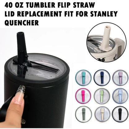 Spill-Proof Cup Cover for Stanley 40oz – Replaceable Environmental Protection Spiral Straw Cover Accessory