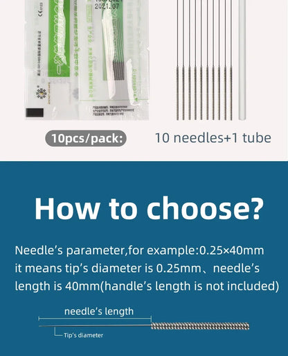 Zhongyan Taihe 500 Acupuncture Needles — Disposable Sterile Needles with Tube for Beauty & Massage