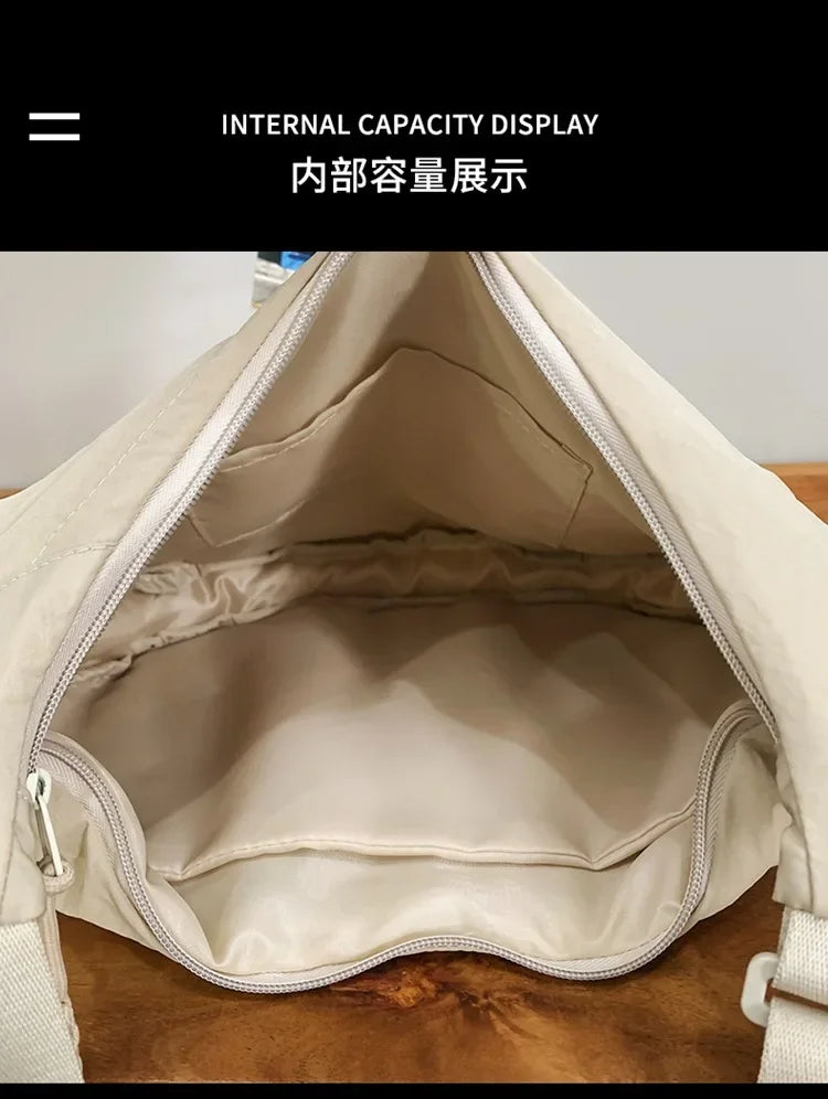 Trendy Women’s Soft Cloth Shoulder Bag | Solid Color Casual Crossbody & Hobo Bag for Students
