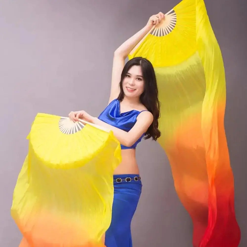 Hot Sell 150cm Gradient Ms. Belly Dancing Fan - Long Color Fans for Dance Practice