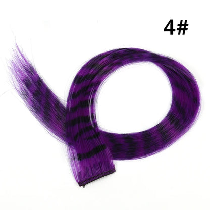 18" Synthetic Long Straight Hair Extension – High Temperature Clip-In Hairpiece, Feather Wig in Blue Rose Color for Women