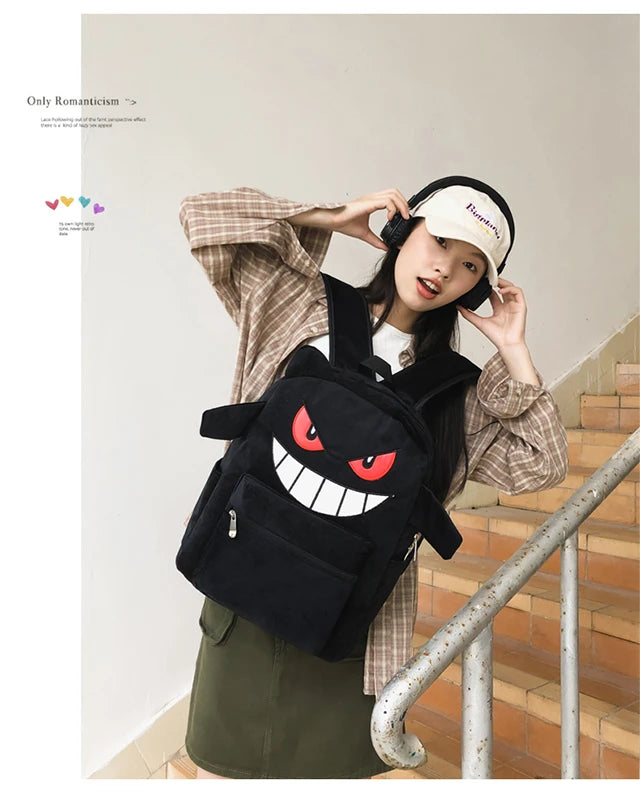 New Fashion Women's Backpack — High-Quality Large Capacity Computer Bag with Cartoon Pattern, Soft Fabric Shoulder Handbag