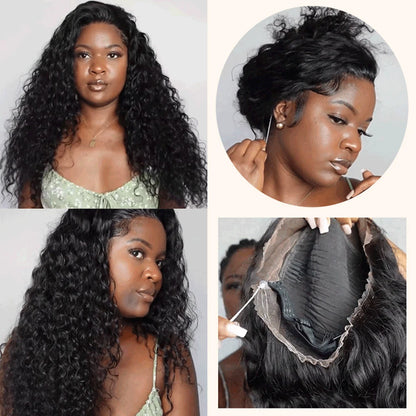 250% Density 360 HD Full Lace Glueless Wig – 30 Inch Deep Water Wave Frontal Human Hair Wig