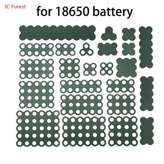 2-6P Hollow & Solid 18650 Li-ion Battery Insulating Gaskets – Positive Pole Protective Stickers with Highland Barley Paper Design