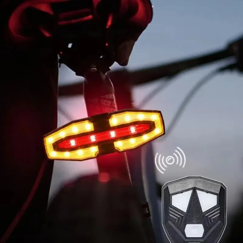Rechargeable Bike Tail Light with Turn Signals | Wireless Remote Cycling Back Light for Night Riding