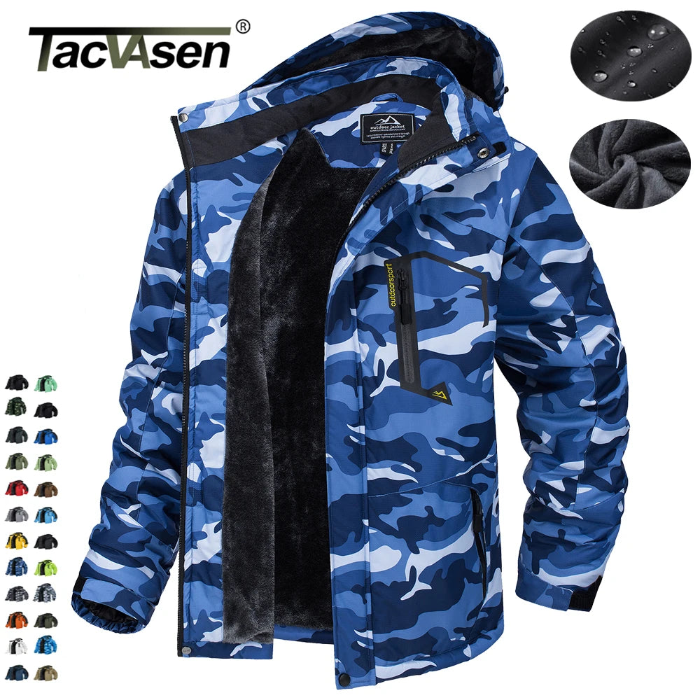 Men’s Fleece Lined Mountain Jacket - Removable Hooded Winter Ski, Snowboard and Hiking Parka Coat