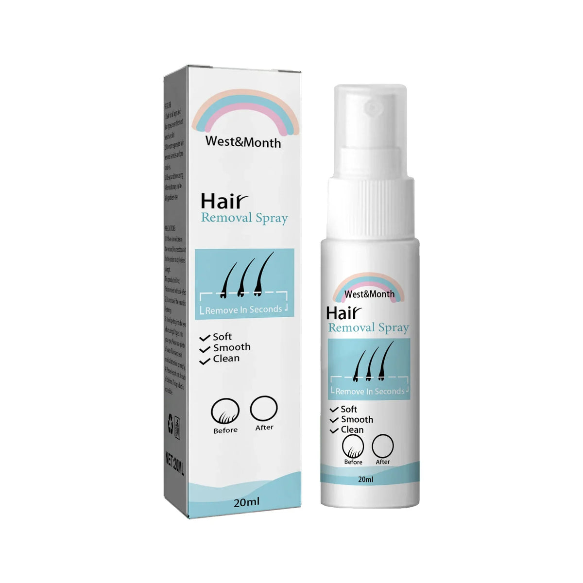 20ml Hair Removal Spray - Depilatory Solution for Body, Underarms, and Intimate Areas