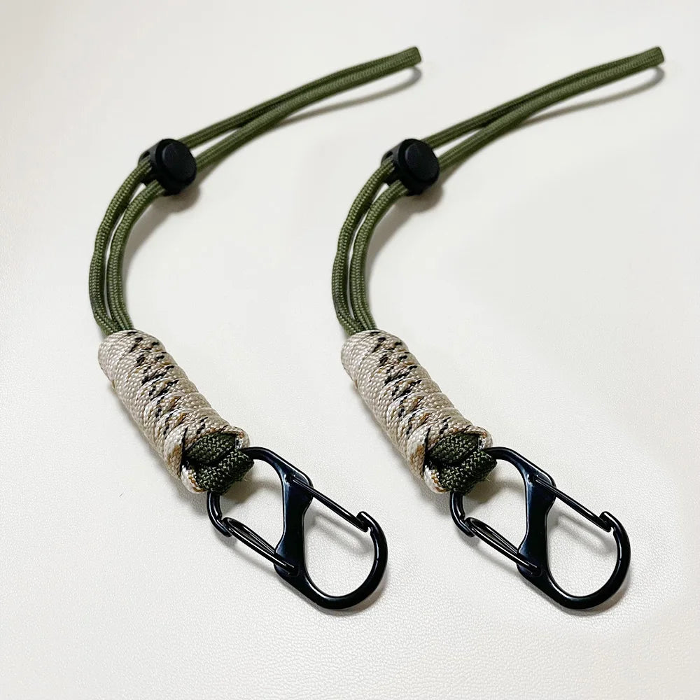 Woven Umbrella Rope Keychain - Outdoor Wrist Strap with Buckle for Car Keys & Gear