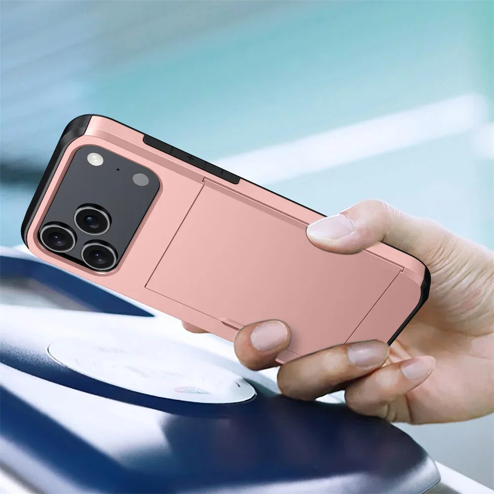 Shockproof iPhone Case with Wallet Card Holder – Protective Cover for iPhone 17, 16, 15, 14, 13, 12, 11 Series, Including Mini & Pro Max