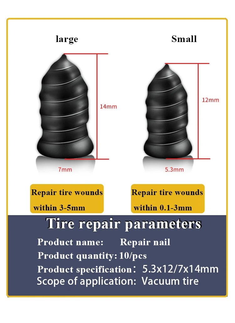 10/30PCS Car & Motorcycle Tyre Repair Nail Set – Universal Rubber Puncture Repair Tool for Truck, Scooter & Bike Tires