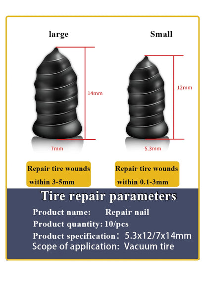 10/30PCS Car & Motorcycle Tyre Repair Nail Set – Universal Rubber Puncture Repair Tool for Truck, Scooter & Bike Tires