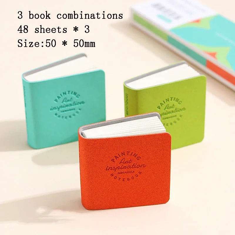 3Pcs Mini Square Watercolor Sketchbook Set – Thick Paper Drawing & Painting Books for Art & Relaxation