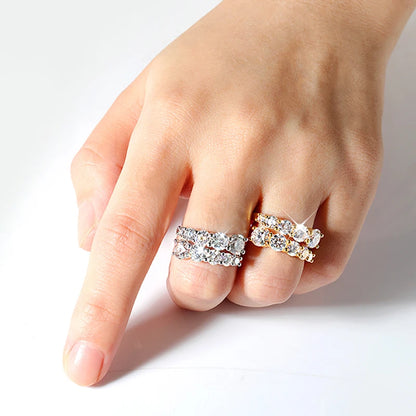 Smyoue 10-Gem Moissanite Ring for Women — Sparkling Lab-Created Diamond Wedding Band, 925 Sterling Silver Jewelry