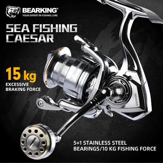 BEARKING CAESAR Fishing Reel - 5+1BB Stainless Steel Bearing System with 5.2:1 Gear Ratio & 15Kg Max Drag Power