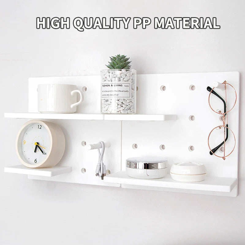 Wall-Mounted Perforation-Free Plastic Shelf – Bathroom & Dormitory Wall Hanging Organizer for Student Bedroom & Headboard