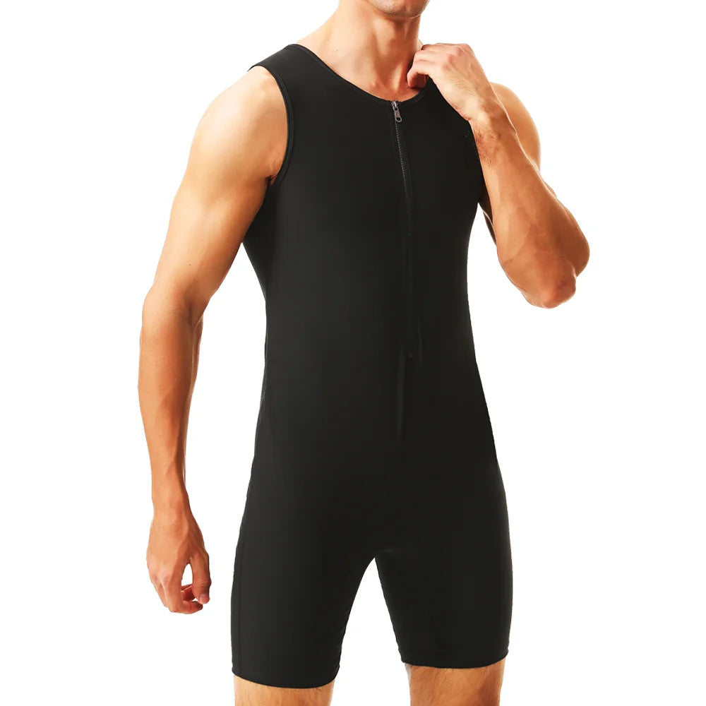 Men’s Sauna Sweat Bodysuit - Thermal Waist Trainer Body Shaper for Gym Fitness, Belly Control and Slimming Support