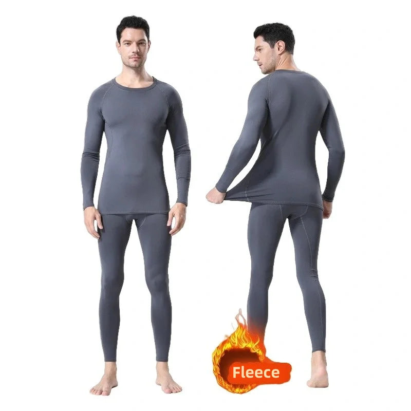 Winter Men's Thermal Underwear – Fleece Compression Tights & Warm Long Pants (3XL)