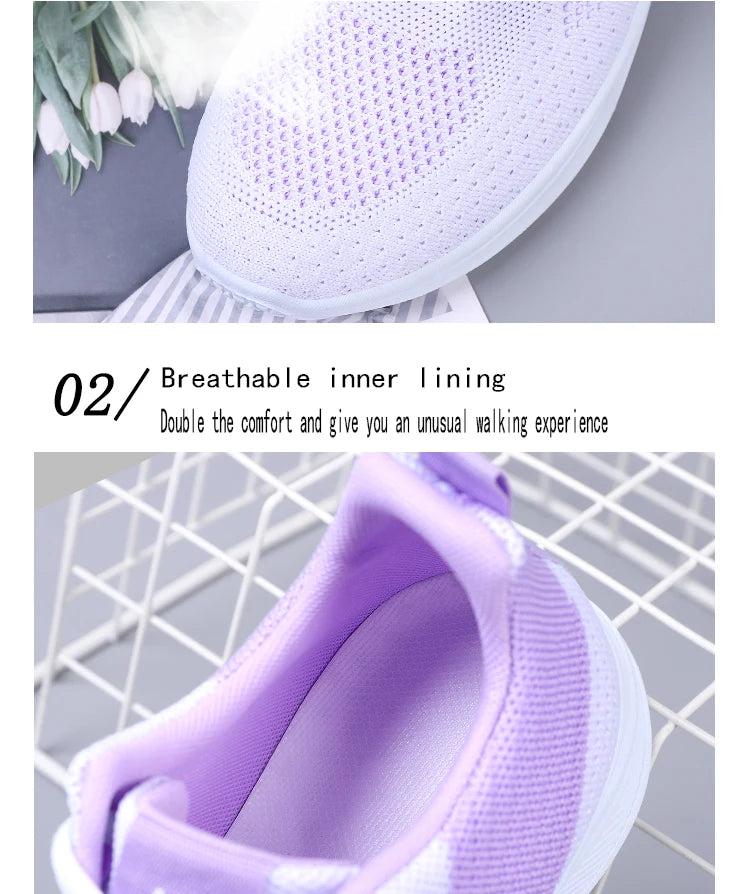 Spring New Women's Lightweight Mesh Running Shoes, Soft Sole Sport Casual Sneakers