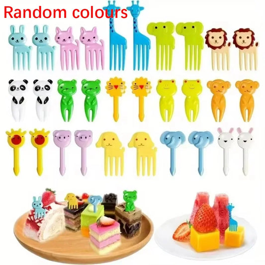 30-Piece Cartoon Animal Food Forks – Reusable Cute Fruit & Salad Toothpicks for Bento Box and Party Snacks